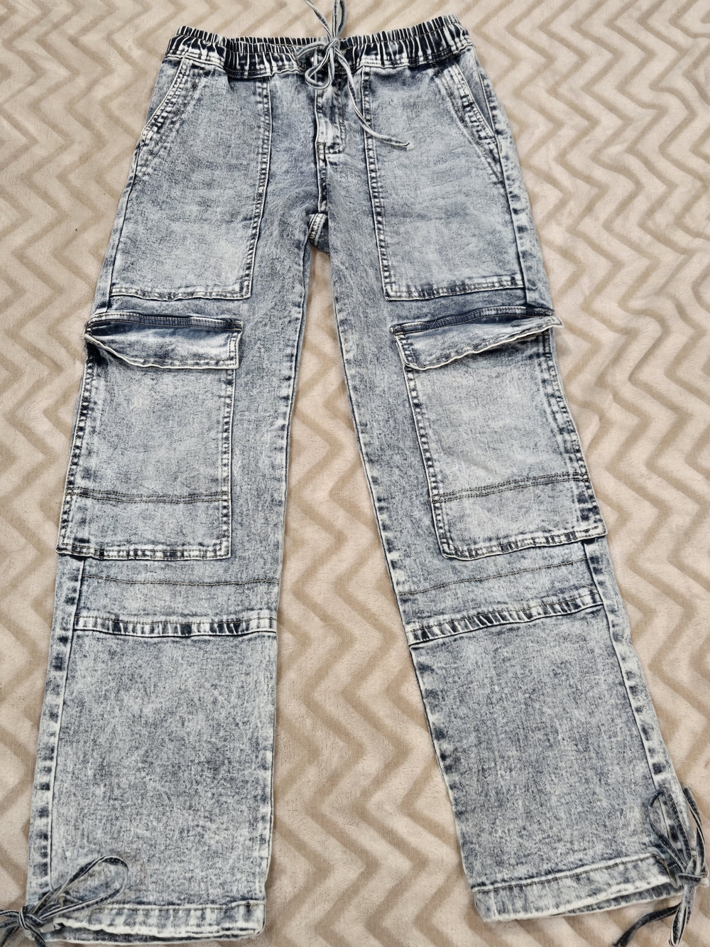 Elite Jeans Women's Light Wash Cargo Jeans - Washed Blue Size 5